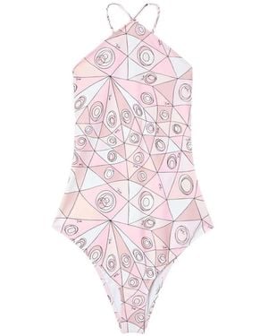 PUCCI Bañador Con Espalda Cruzada Y Estampado Occhi - Rosa