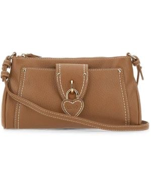 Liu Jo Small Heart-Lock Crossbody Bag - Brown