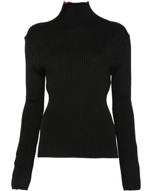 Paul Smith Ribbed-Knit High-Neck Sweater - Black