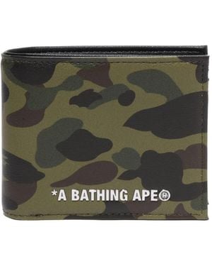 A Bathing Ape Mini 1St Camo Camouflage-Print Wallet - Grey