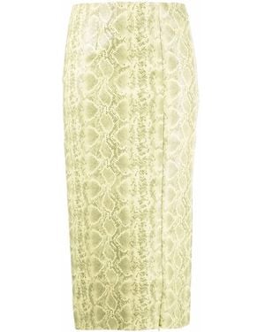 ROTATE BIRGER CHRISTENSEN Falda con motivo de piel de serpiente - Amarillo