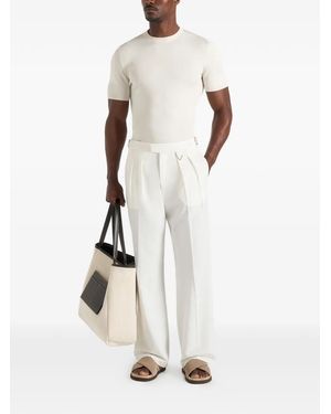 Manière De Voir Pierre Relaxed Fit Linen Pleated Trousers - White