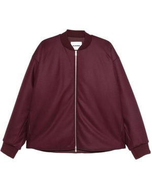 Jil Sander Zip-Up Wool Bomber Jacket - Purple