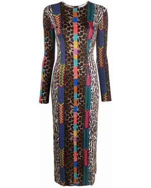 Pierre Louis Mascia Braided Leopard-Print Midi Dress - Black