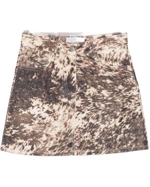 GIUSEPPE DI MORABITO Cow-Print Embellished Skirt - Natural