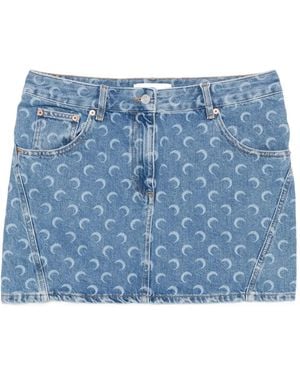 Marine Serre Klassischer Jeans-Minirock - Blau