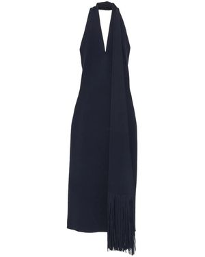Cult Gaia Abito Con Scollo All'Americana E Frange - Blu