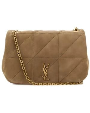 Saint Laurent Quilted Chain Shoulder Bag - Brown
