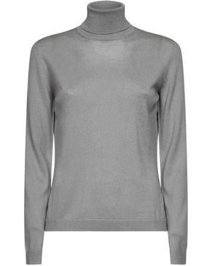 Blanca Vita Turtleneck Fine-Knit Jumper - Grey