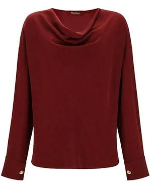 Max Mara Cowl-Neck Long-Sleeve Blouse - Red
