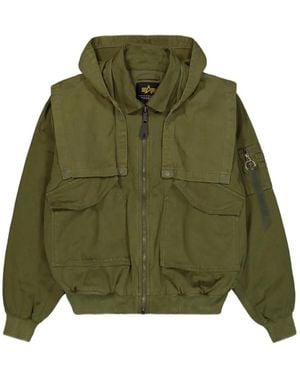 Alpha Industries Cwu-45/P D-Tec Hooded Bomber Jacket - Green