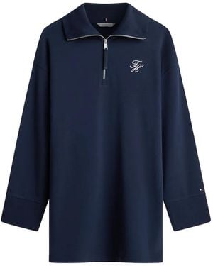 Tommy Hilfiger Zip-Up Logo-Detail Mini Dress - Blue