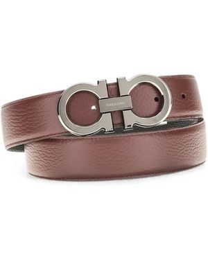 Ferragamo Reversible And Adjustable Gancini Belt - Brown