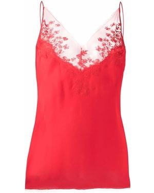 Carine Gilson Floral-Embroidery Top - Red