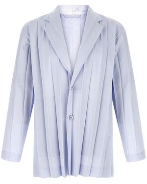 Homme Plissé Issey Miyake Edge Ensemble Accordion-Pleated Blazer - Blue