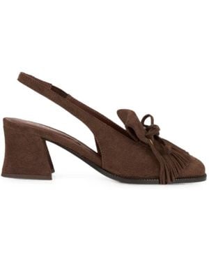 Etro Slingback Suede Loafers With Fringing - Brown