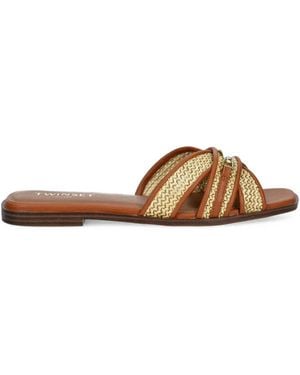 Twinset Strappy Flat Sandals - Brown