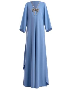 Gemy Maalouf Beaded-Bow Kaftan - Blue