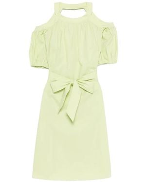Vivetta Tie-Waist Cold-Shoulder Midi Dress - Yellow