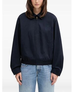 Sporty & Rich Logo-Embroidered Elasticated-Hem Jacket - Blue
