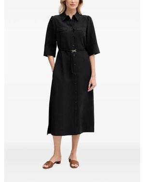 Mos Mosh Rayas Alexis Belted Button-Down Shirt Midi Dress - Black