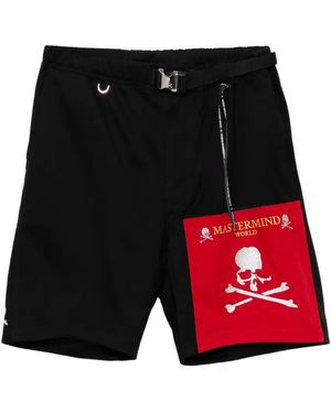 MASTERMIND WORLD Skull-Embroidered Shorts - Black