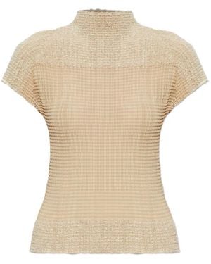 Issey Miyake Pleated Short-Sleeve T-Shirt - Natural