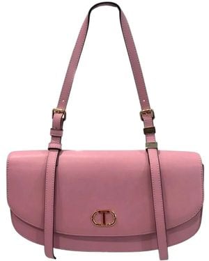 Twinset Schoudertas Met Logoplakkaat - Roze