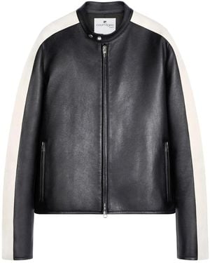 Courreges Contrast Stripe-Detail Leather Jacket - Black