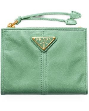 Prada Petit Portefeuille En Cuir - Vert
