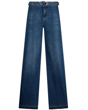 Liu Jo Braided-Belt Flared Jeans - Blue