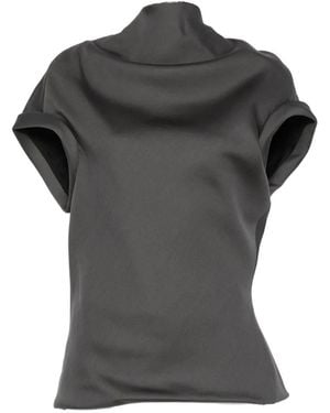 KHAITE Draped high-neck blouse - Grau