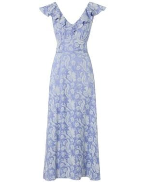 Temperley London Celine Floral-Jacquard Ruffled Dress - Blue