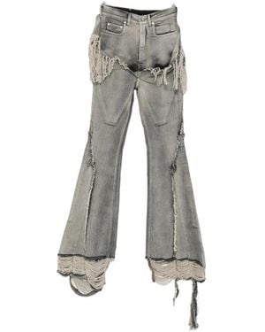 Rick Owens Jeans Svasati Con Frange - Grigio