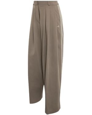 adidas Pleated Side-Stripe Trousers - Natural