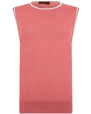 Moorer Sleeveless Contrast-Trim Jumper - Pink
