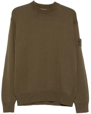 Stone Island Logo-Patch Crew-Neck Jumper - Green
