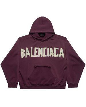 Balenciaga Tape Type Cotton Hoodie - Purple