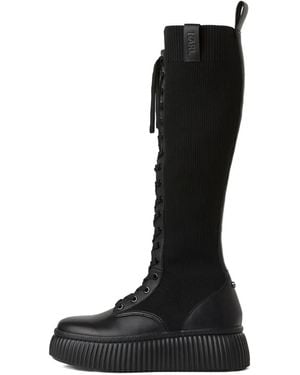 KARL LAGERFELD Kreeper Tall Knitted Boots - Black