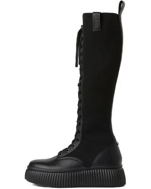 KARL LAGERFELD Kreeper Tall Knitted Boots - Black