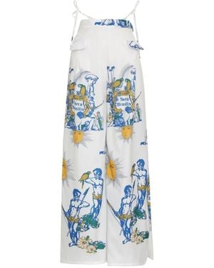 Amir Slama Tie-Straps Graphic-Print Trousers - Blue