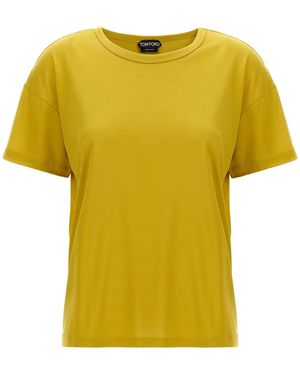 Tom Ford Relaxed Silk T-Shirt With Crew Neck - Yellow