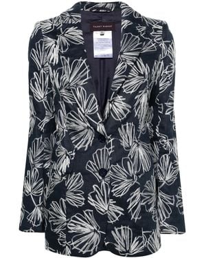 Talbot Runhof Blazer Con Ricamo A Fiori - Nero