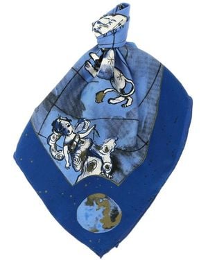 Diane von Furstenberg Zodiac Flag Silk Scarf - Blue
