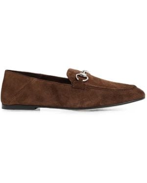 Gucci Jordaan Horsebit Suede Loafers - Brown