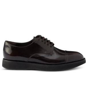 Prada Brushed Leather Lace-Up Shoes - Black