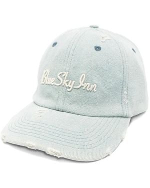 BLUE SKY INN Washed Denim Embroidered Logo Cap - White