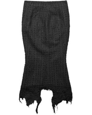 MATIERES FECALES Fringed Midi Skirt - Black