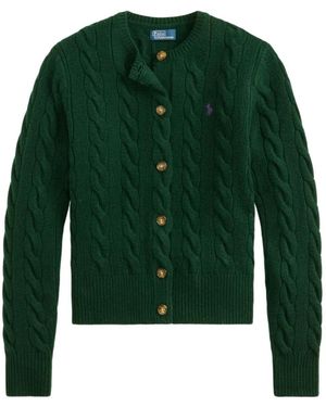 Polo Ralph Lauren Pony-Embroidered Cable-Knit Cardigan - Green