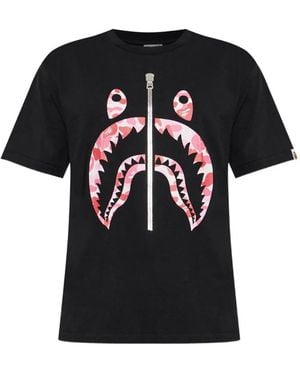 A Bathing Ape Shark Camouflage-Print T-Shirt - Black
